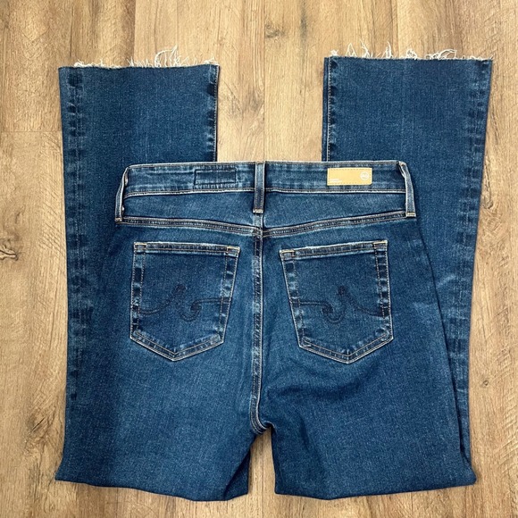 AG Adriano Goldschmied Farrah Boot Crop High Rise Jeans Dark Was Frayed Hem 28 - Picture 7 of 10